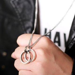 Stainless Steel Linked-ring Pendant Necklace