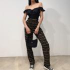 Plaid High-waist Straight-fit Pants