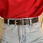 Faux Leather Plain Belt Black - One Size