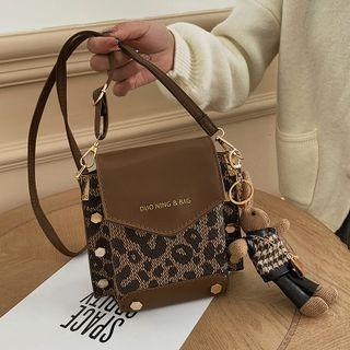 Leopard Print Crossbody Bucket Bag / Bag Charm / Set
