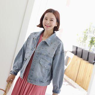 Star-stud Denim Trucker Jacket Blue - One Size