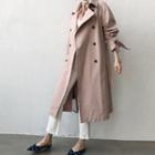 Raglan-sleeve Beribboned Sleeve Trench Coat With Belt