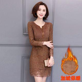 3/4-sleeve Lace Mini Sheath Dress