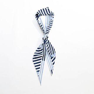 Striped Chiffon Scarf Blue - One Size