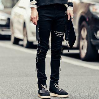 Hoop Accent Lettering Skinny Pants