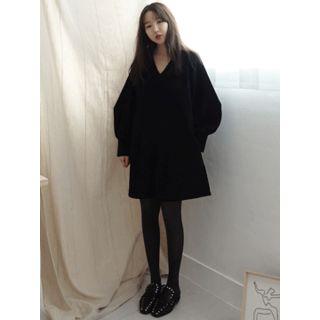 V-neck Corduroy A-line Dress
