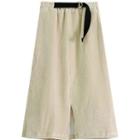 Slit Corduroy Midi A-line Skirt
