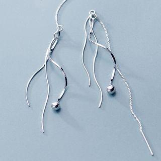925 Sterling Silver Swirl Fringed Earring 1 Pair - S925 Silver - Silver - One Size