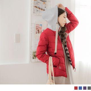 Check Lining Hooded Puffer Jacket
