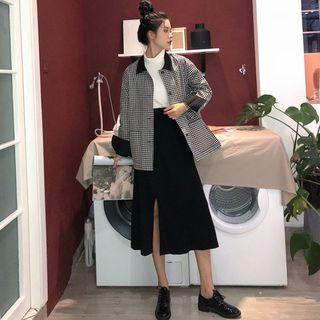 Check Loose-fit Jacket / Plain Skirt