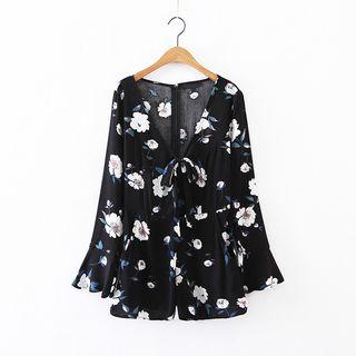 Floral Print Bell-sleeve Romper
