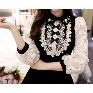 Collared Lace-detail Blouse