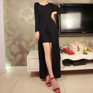 Mock Two Piece Long-sleeve Maxi Dress
