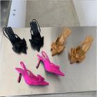 Pointed Bow Accent High Heel Sandals