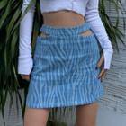 High-waist Zebra-print Cut-out Mini Skirt