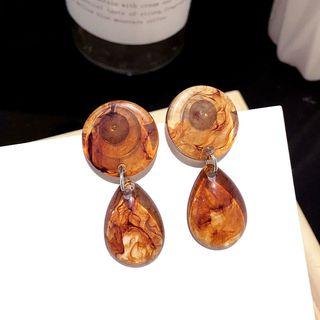 Disc & Drop Earring Light Brown Steel Earring - One Size