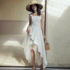 Spaghetti Strap Asymmetrical Ruffled A-line Dress