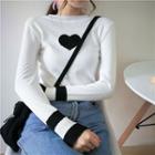 Heart Printed Knit Top