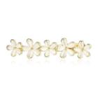 Flower Cat Eye Stone Alloy Hair Clip Gold - One Size