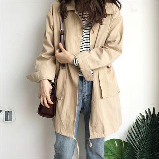 Pocketed Single-breasted Coat Almond - One Size