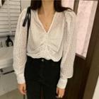 V-neck Velvet Drawstring Top