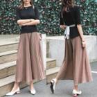 Set: Short-sleeve T-shirt + Crop Wide Leg Pants