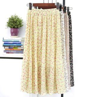 Floral Printed Pleated Chiffon Skirt