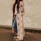 Printed Open Front Maxi Jacket
