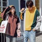 Couple Matching Color Panel Hooded Long-sleeve Sweatshirt