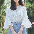 Bell 3/4 Sleeve Eyelet Lace Top