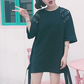 Strapped Elbow-sleeve T-shirt