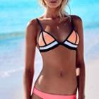 Mesh Panel Colour Block Bikini