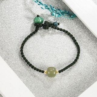 Faux Gemstone String Bracelet Black - One Size