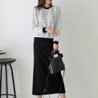 Set: Stripe Sweatshirt + Long Skirt