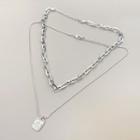 Set: Chain Necklace + Pendant Necklace Silver - One Size
