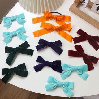 1 Pair Set: Velvet Ribbon Hair Clip / Hair Tie