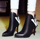 Lettering High Heel Ankle Boots