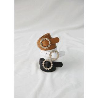 Rhinestone Round-buckle Pleather Belt