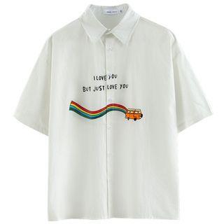 Short-sleeve Rainbow Print Shirt