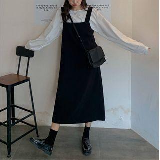 Long-sleeve Plain Blouse / Plain Overall Dress