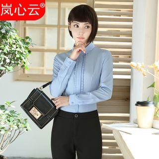 Pleated Trim Long-sleeve Shirt / Dress Pants