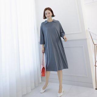 Wide-collar T-shirt Dress