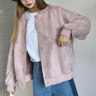 Plain Button Baseball Jacket