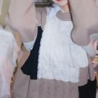 Long-sleeve Panel Knit Sweater Brown & Off White - One Size
