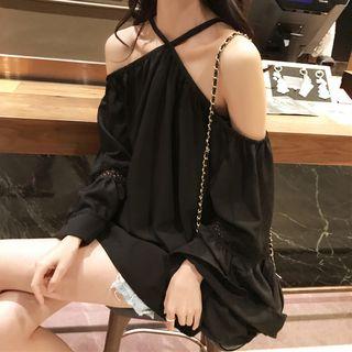 Bell-sleeve Off-shoulder Long-sleeve Blouse