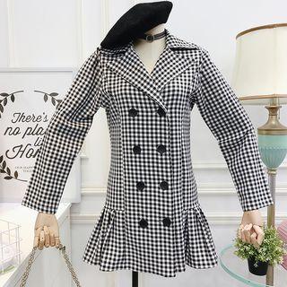 Double-breasted Slim-fit Plaid Dress