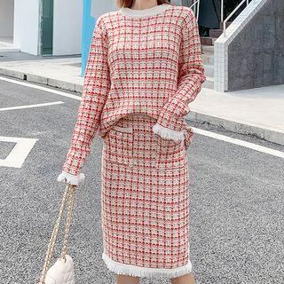 Set: Tweed Sweater + Straight-fit Skirt