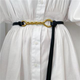 Alloy Faux Leather Slim Belt