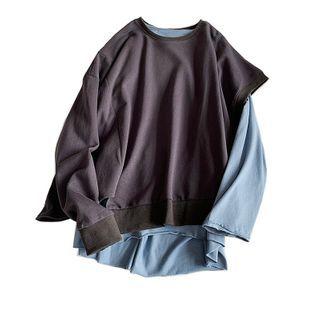 Mock Two-piece Asymmetric Sweatshirt
