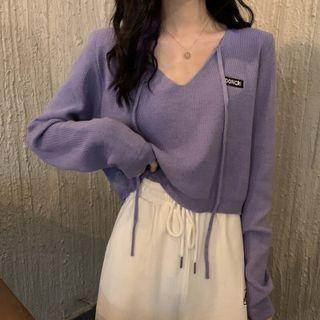 V-neck Plain Knit Crop Top